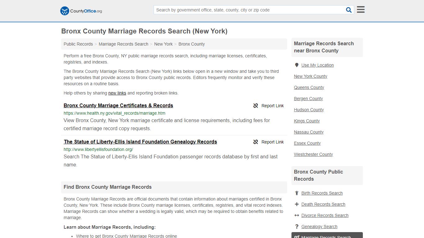 Bronx County Marriage Records Search (New York) - County Office